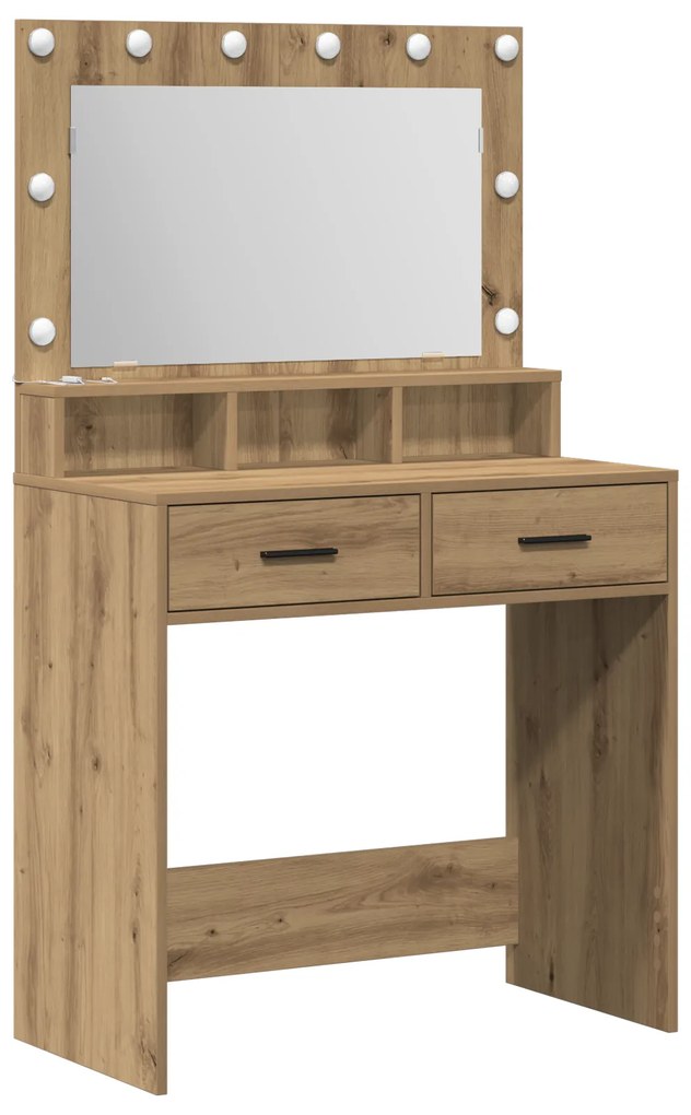 vidaXL Καθρέπτης Μακιγιάζ με LED Φώτα σε Artisan Oak 79x41x135 εκ.