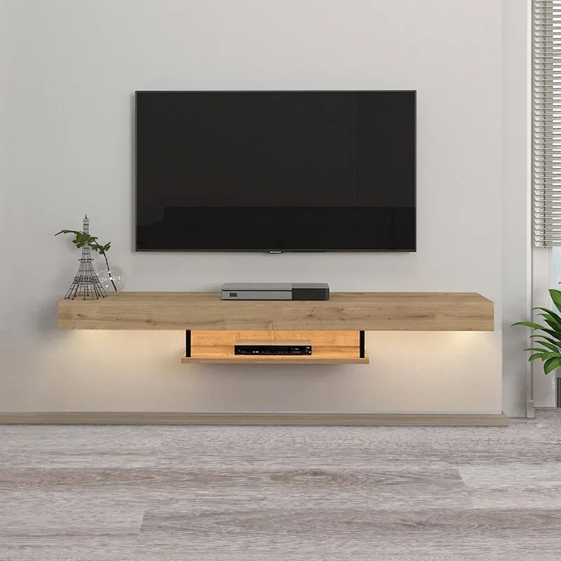 ΕΠΙΠΛΟ ΤΗΛΕΟΡΑΣΗΣ ΕΠΙΤΟΙΧΙΟ ALBARES MEGAPAP ΜΕ LED ΧΡΩΜΑ SAPPHIRE OAK 150X29,6X22ΕΚ.