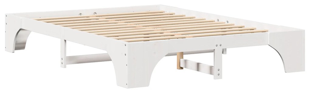 vidaXL Κρεβάτι Λευκό Μασίφ ξύλο 160 x 200 cm Ανθεκτικό Κρεβάτι