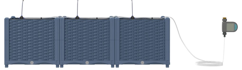 vidaXL Γλάστρες Κήπου 1 τεμ Γκρι 120 x 40 x 37.5 cm Πλαστικό