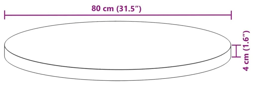 Επιφάνεια Τραπεζιού Στρογγυλή Ø80x4 εκ. από Μασίφ Ξύλο Ακακίας - Καφέ