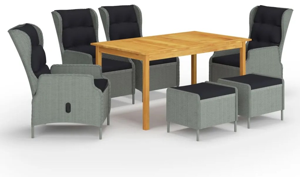 vidaXL Σετ Τραπεζαρίας Κήπου 7 Τεμαχίων Ανοιχτό Γκρι