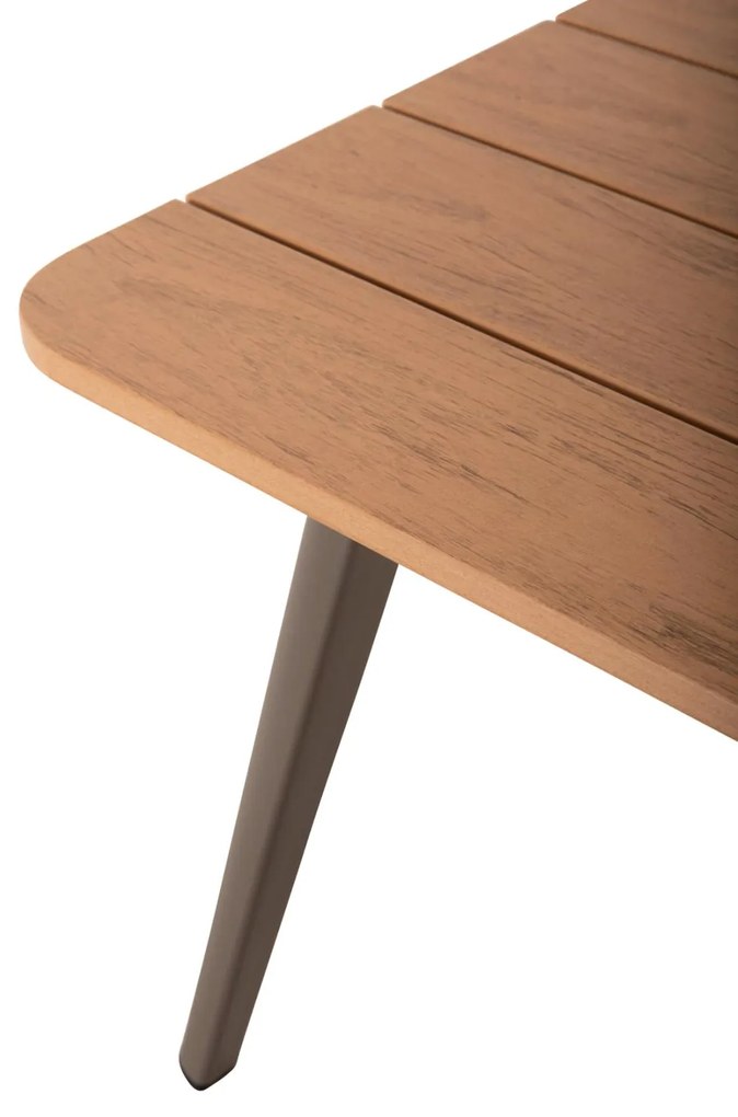 Σετ Κήπου Καναπές Γωνία MAERLY Σαμπανί Αλουμινίου με Μπέζ Σχοινί &amp; Τραπέζι Polywood