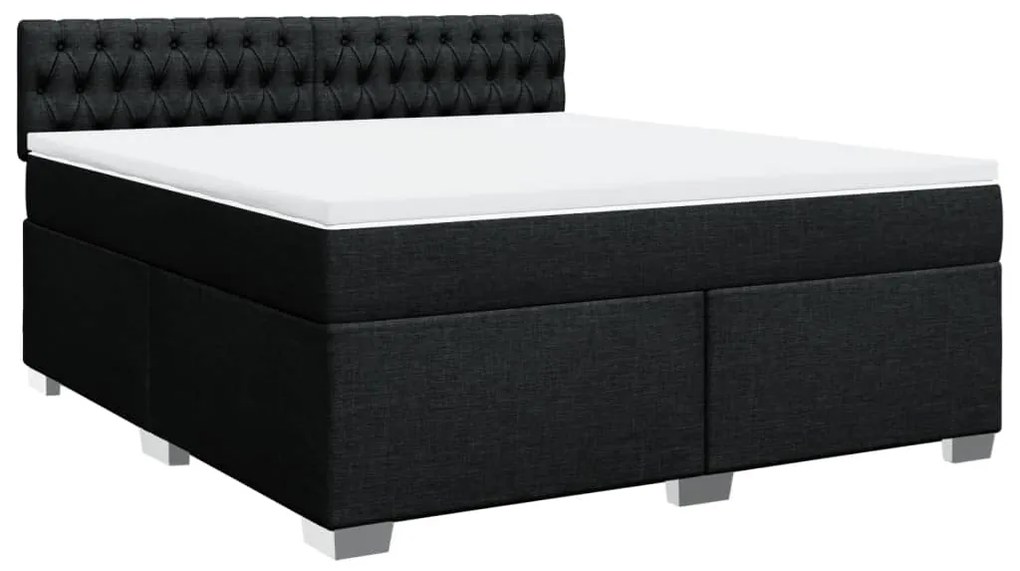 vidaXL Κρεβάτι Boxspring με Στρώμα Μαύρο 180x200 εκ. Υφασμάτινο