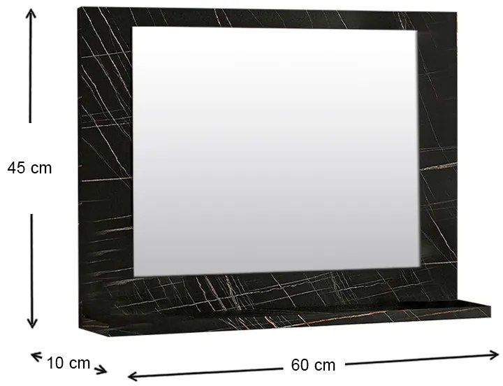 Καθρέφτης μπάνιου Devlin Megapap χρώμα μαύρο εφέ μαρμάρου 60x10x45εκ.
