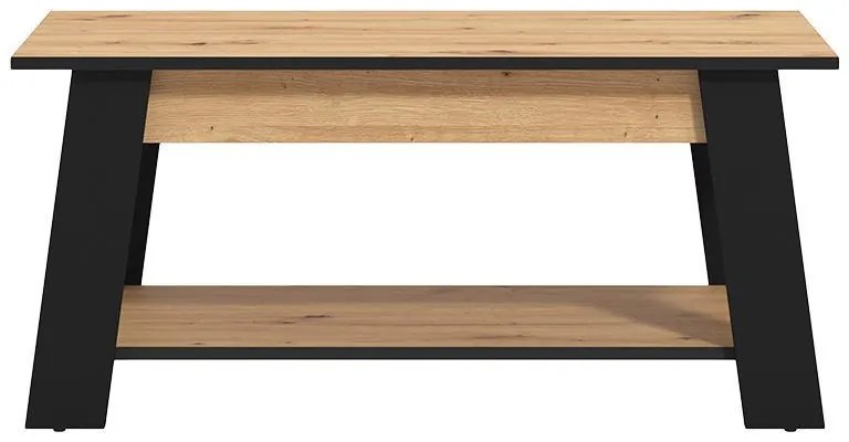 Τραπεζάκι Σαλονιού Piave Artisan Oak - Μαύρο Μάτ 101x55x47 εκ.