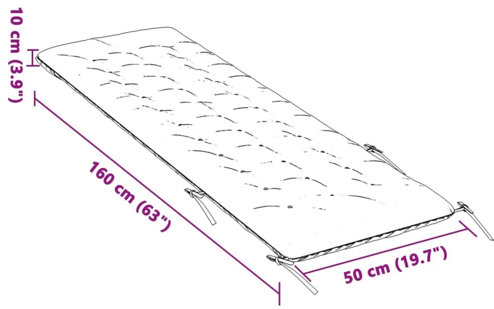 vidaXL Μαξιλάρι Ξαπλώστρας Γκρι 160x50x10 εκ. Συνθετικό Καστόρι
