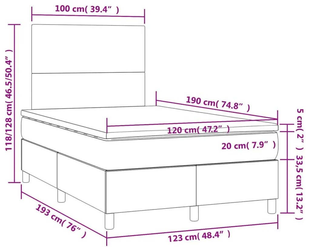 Κρεβάτι Boxspring με Στρώμα Μαύρο 120x190 εκ. Βελούδινο - Μαύρο