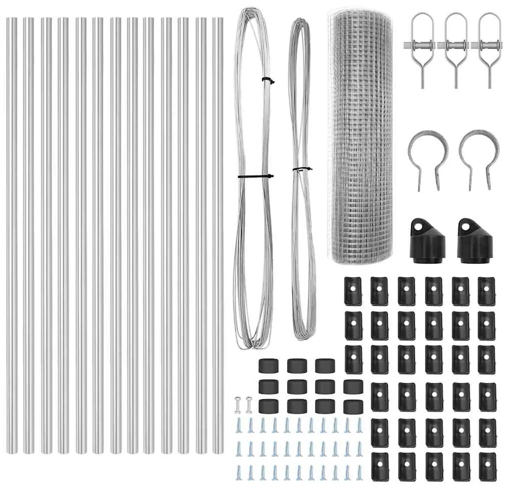 vidaXL Στύλος Περιφράξεων Ασημί 25 x 0,5 μ (25 x 25 χιλιοστά υλικό)