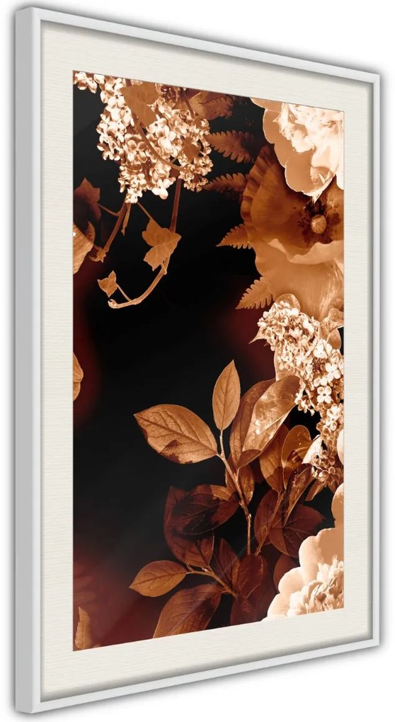 Αφίσα - Flower Decoration in Sepia - 20x30 - Χρυσό - Με πασπαρτού