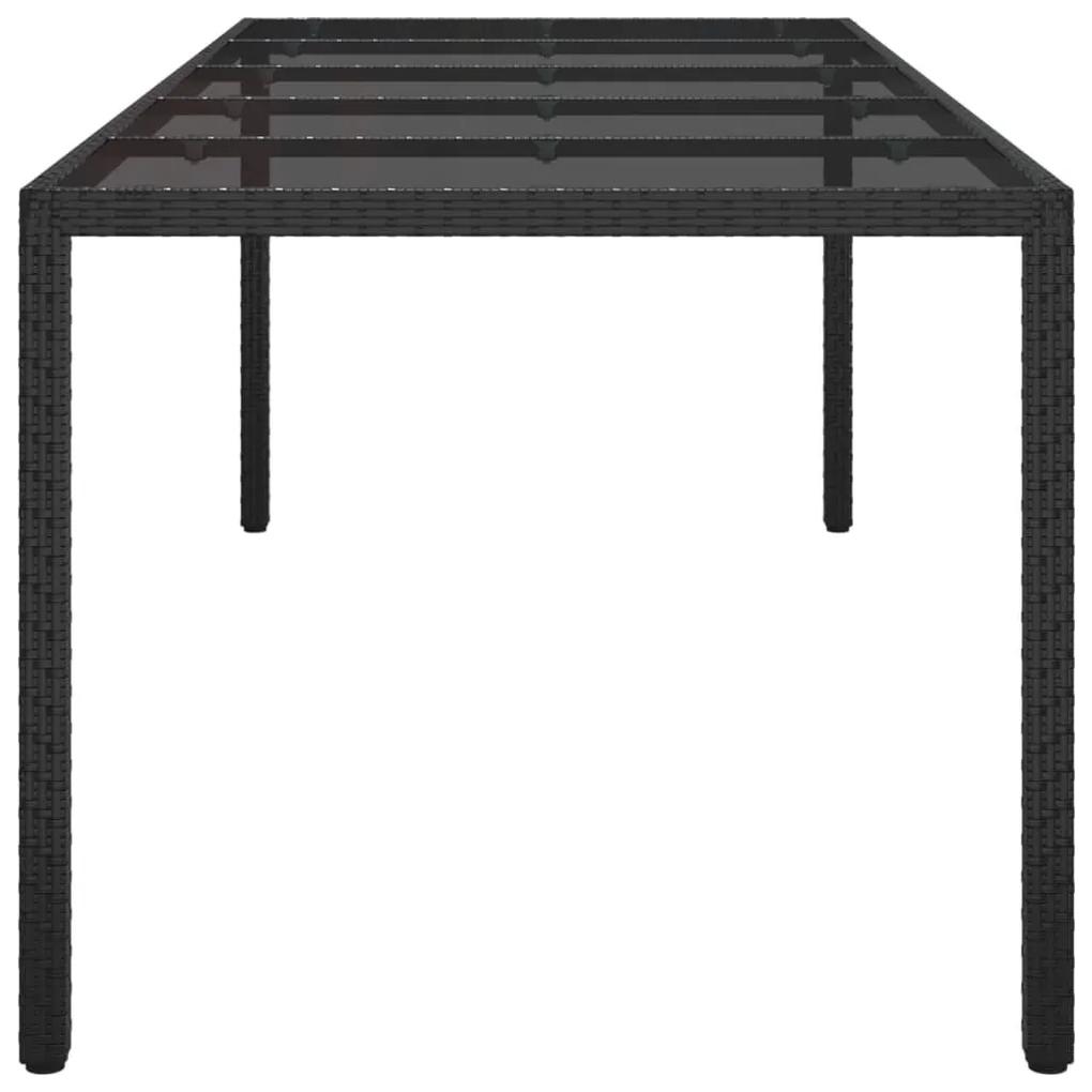 Τραπέζι Κήπου Μαύρο 250x100x75 εκ. Ψημένο Γυαλί/Συνθετικό Ρατάν - Μαύρο