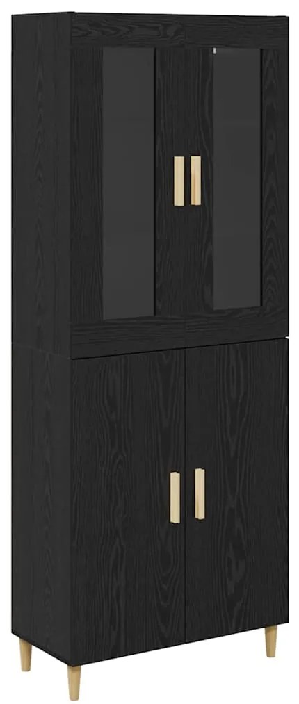vidaXL Highboard Μαύρη Οξυά 69,5 x 34 x 180 εκ. Σύνθετο Ξύλο και Γυαλί
