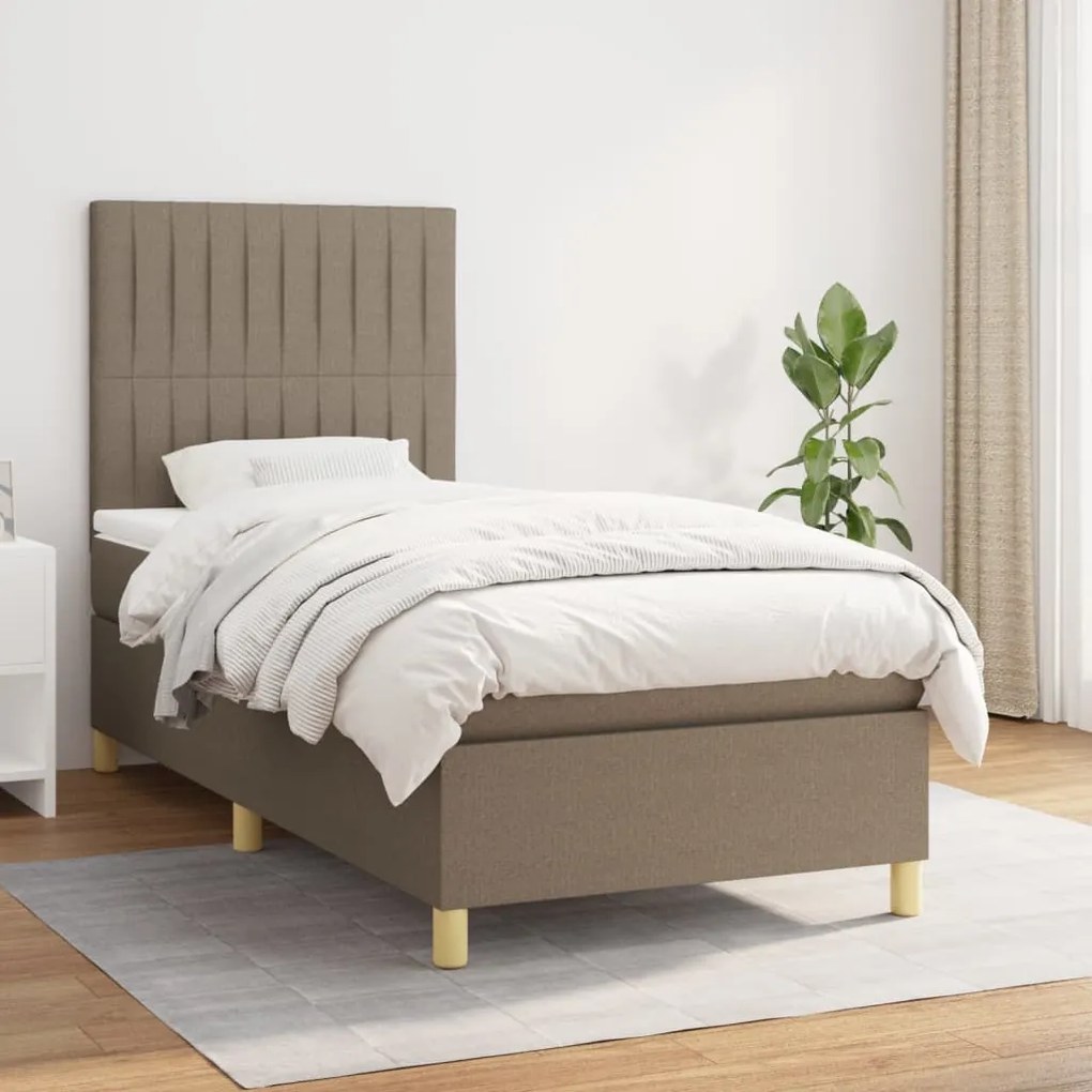 Κρεβάτι Boxspring με Στρώμα Taupe 80x200 εκ. Υφασμάτινο - Μπεζ-Γκρι