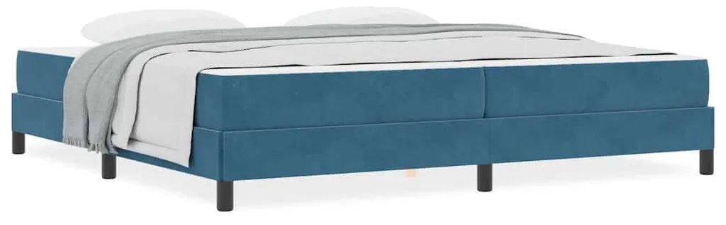 vidaXL Κρεβάτι box spring με στρώμα Σκούρο Μπλε 200 x 200 cm Βελούδο