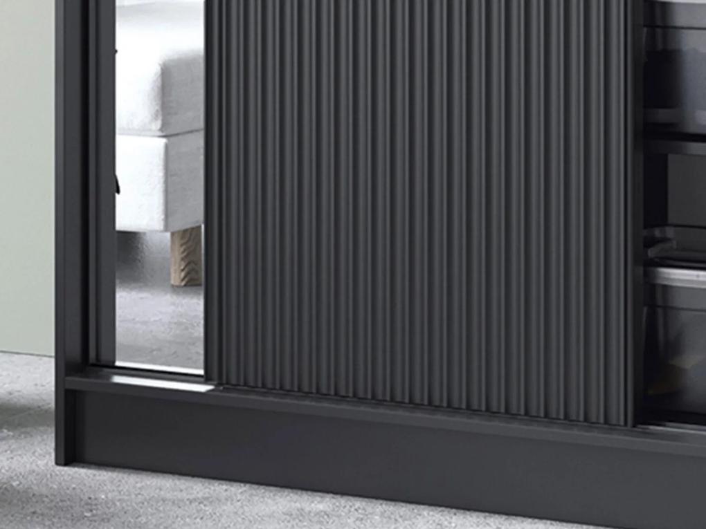 Ντουλάπα Elyria 163, Μαύρο, 220x120x60cm, 120 kg, Πόρτες ντουλάπας: Ολίσθηση | Epipla1.gr
