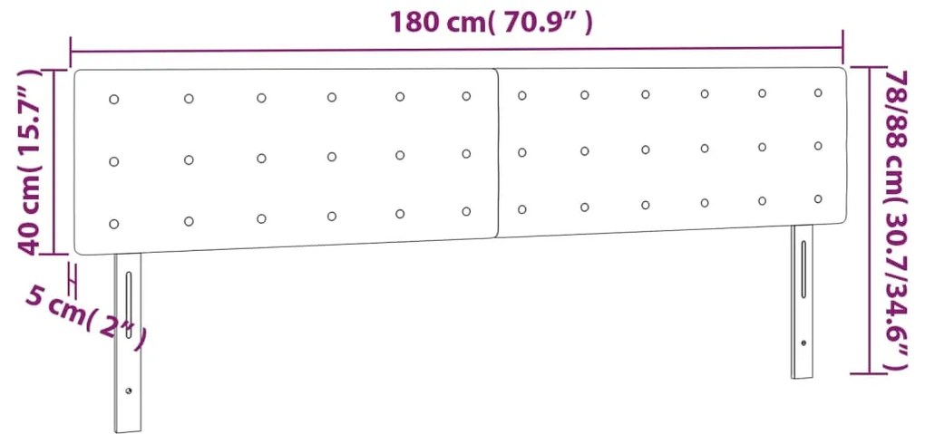 vidaXL Κεφαλάρι Κρεβατιού LED Μαύρο 180x5x78/88 εκ. Υφασμάτινο