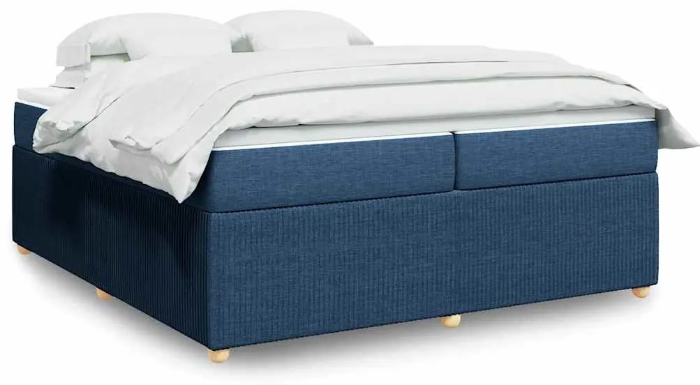vidaXL Κρεβάτι Boxspring με Στρώμα Μπλε 200x200 εκ. Υφασμάτινο