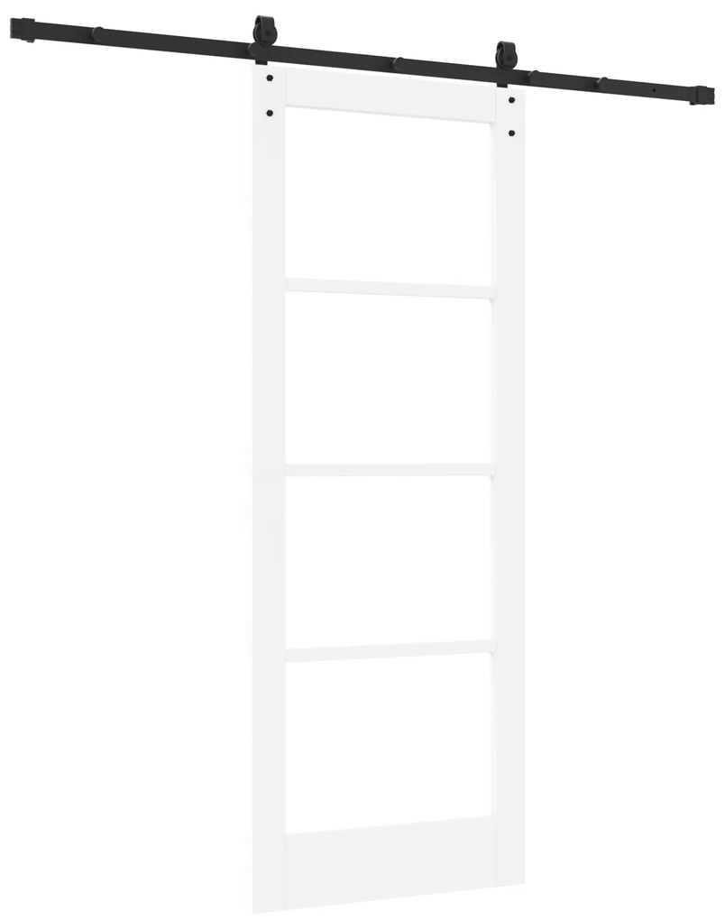 vidaXL Συρόμενη Πόρτα με Σετ Υλικών Λευκή 78x202 cm Συμπαγές Ξύλο Πεύκου