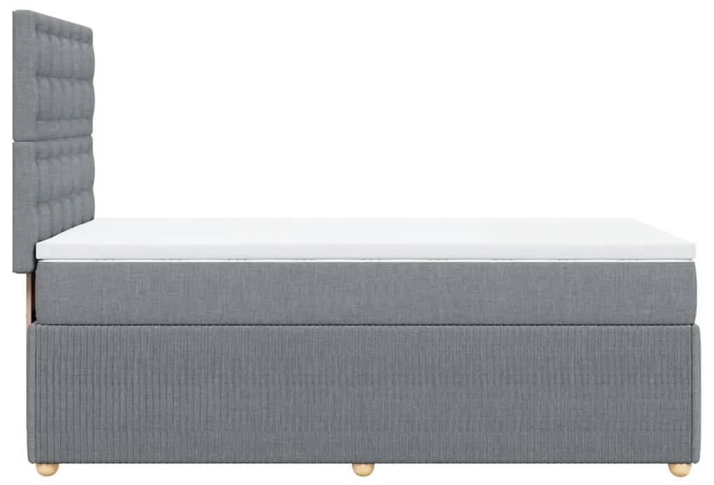 vidaXL Κρεβάτι Boxspring με Στρώμα Ανοιχτό Γκρι 90x190 εκ. Υφασμάτινο