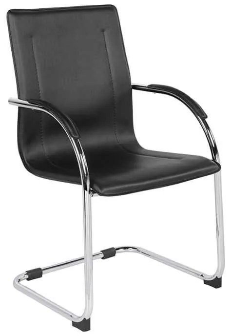 Πολυθρόνα Επισκέπτη Omikron Χρώμιο/PVC Μαύρο 58x63x94cm (Σετ 4 ΤΕΜ)