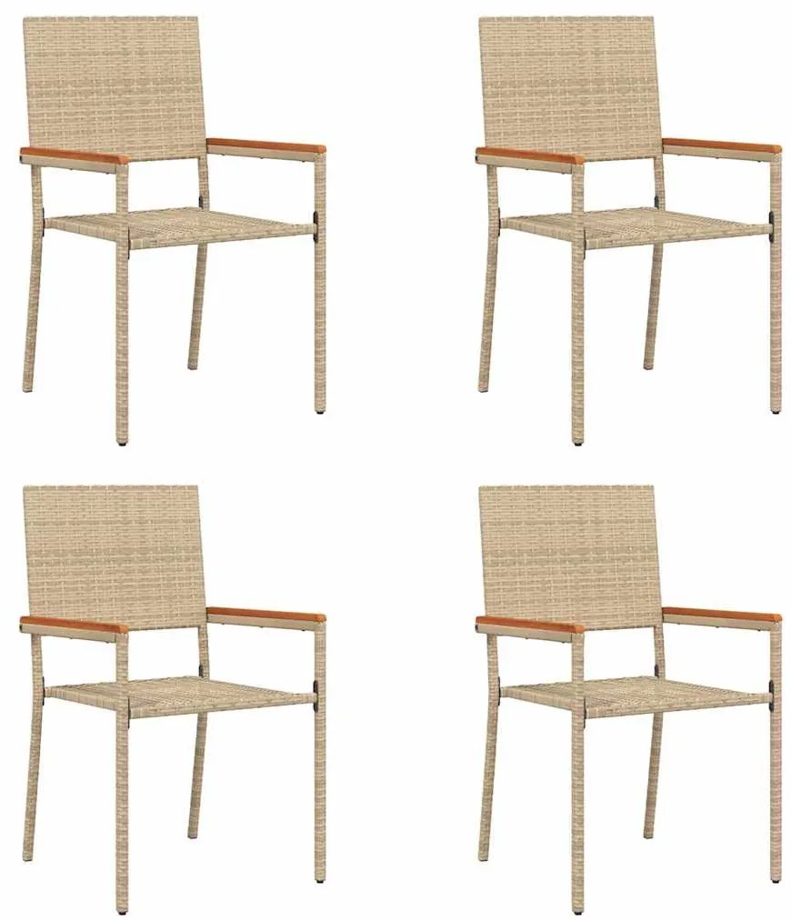 vidaXL Καρέκλες κήπου που σωριάζονται 4 pcs Κρέμα, Καφέ