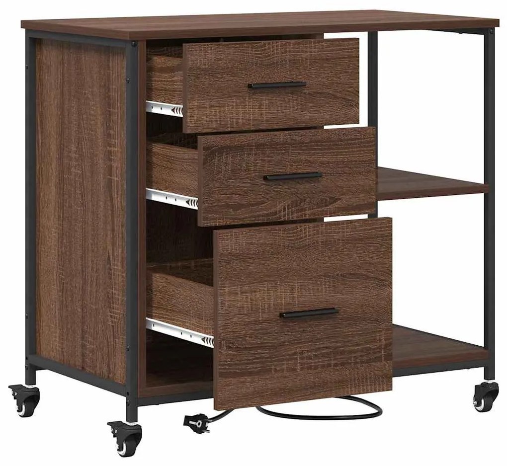 vidaXL Ντουλάπα με Σταθμό Φόρτισης Καφέ δρυς 76 x 41 x 72 cm