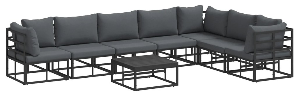 vidaXL Σετ Καναπέ Κήπου 8 pcs Μαύρο 70 x 70 x 32 εκ Αλουμίνιο