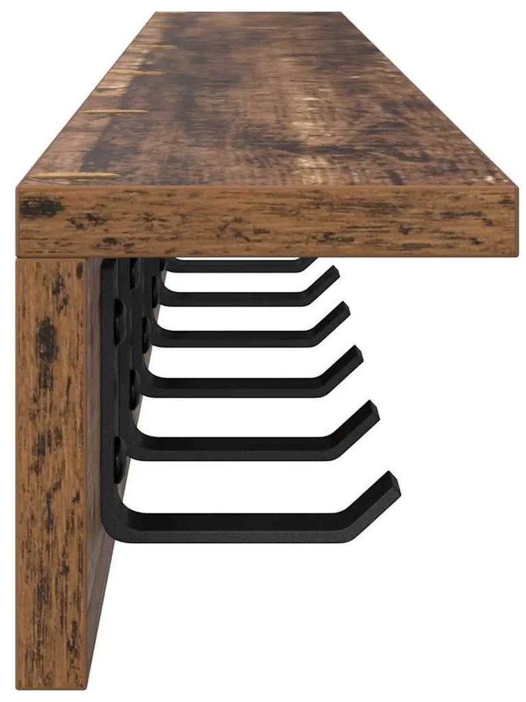 vidaXL Τοίχου Κρεμάστρα με ράφι Παλαιό ξύλο 100 x 10.5 x 10.5 εκ