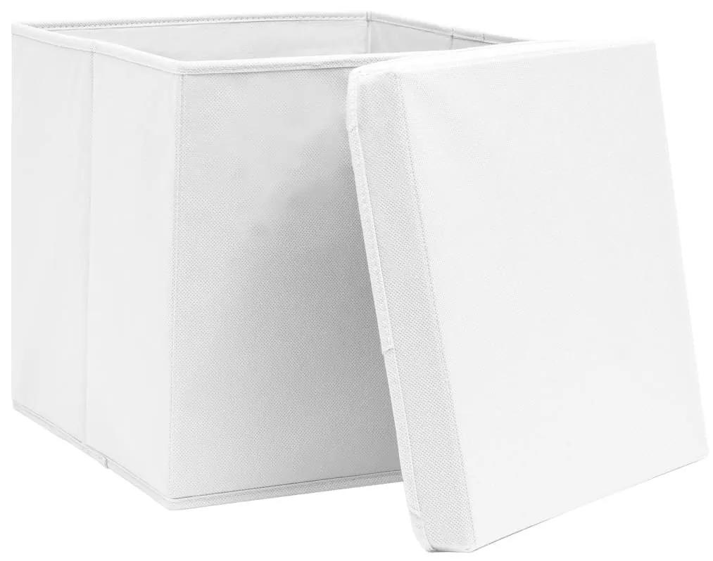 Κουτιά Αποθήκευσης με Καπάκια 4 τεμ. Λευκά 28 x 28 x 28 εκ. - Λευκό