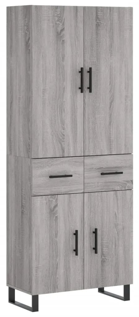vidaXL Ντουλάπι Γκρι Sonoma 69,5 x 34 x 180 εκ. Επεξεργασμένο Ξύλο