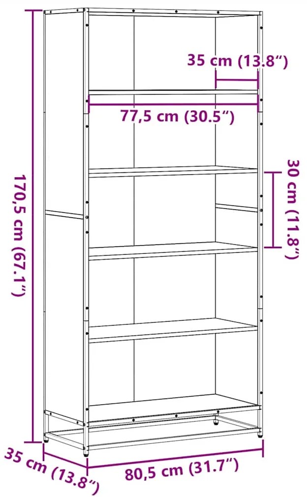 ΒΙΒΛΙΟΘΗΚΗ ΚΑΠΝΙΣΤΗ ΒΕΛΑΝΙΔΙΑ 80,5X35X170,5 CM ΞΥΛΙΝΗ ΚΑΤΑΣΚΕΥΗ 3300857