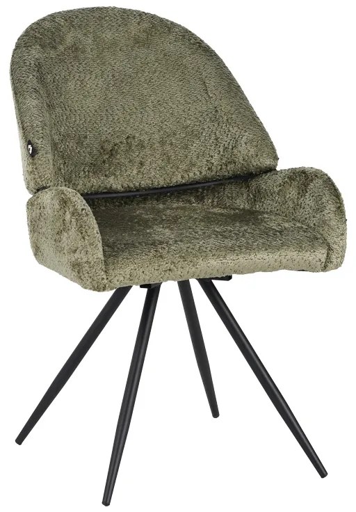 Καρέκλα περιστρεφόμενη Morea pakoworld μπουκλέ ύφασμα σε λαδί απόχρωση με μαύρα μεταλλικά πόδια 55x63.5x89.5εκ