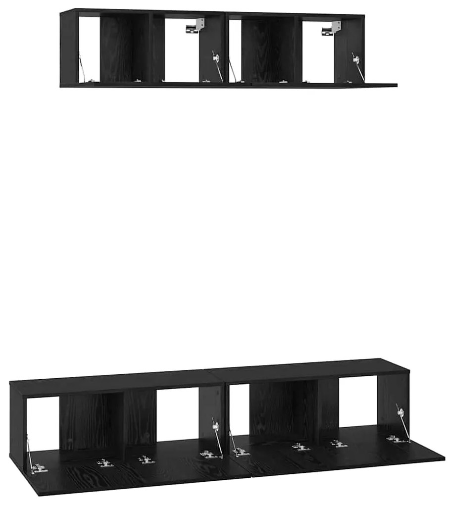 vidaXL Τηλεοπτική Κάβα Τοίχου 4 pcs Μαύρη Οξυά Small 80 x 30 x 30.5 εκ