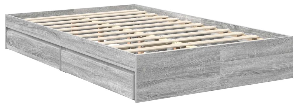 vidaXL Κρεβάτι Αποθήκης Γκρίζο Σονομα 120 x 200 cm Επεξεργασμένο ξύλο