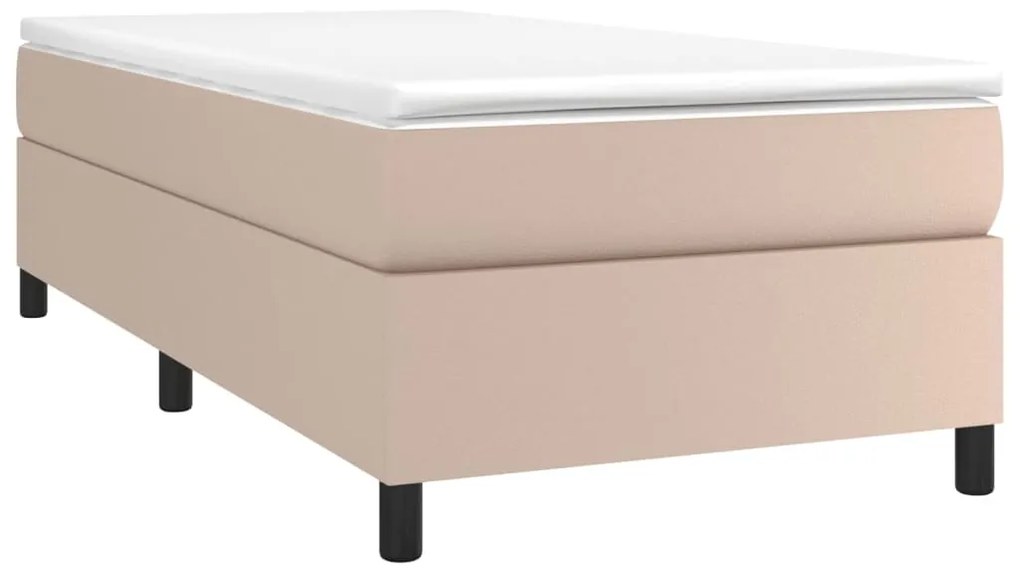 vidaXL Κρεβάτι Boxspring με Στρώμα Καπουτσίνο 80x200 εκ. Συνθ. Δέρμα