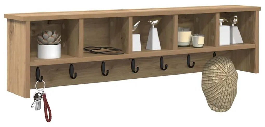 vidaXL Τοίχου Κρεμάστρα με ράφι artisan δρυς 100 x 16 x 26 εκ