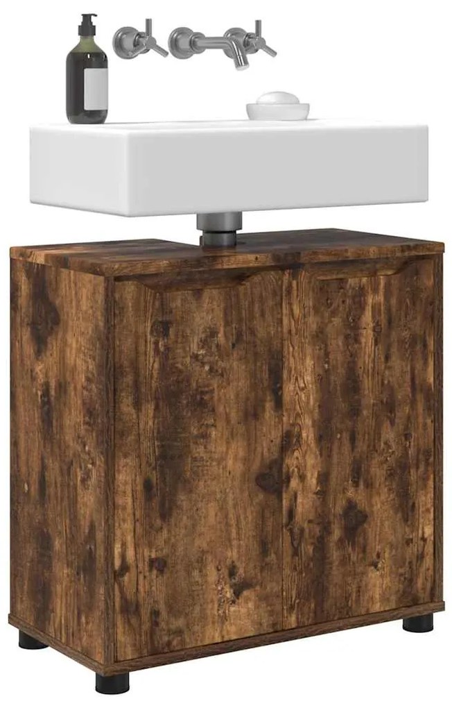 vidaXL Ντουλάπα νιπτήρα μπάνιου με ράφι Καπνιστό Δρύς 60 x 30 x 60 cm