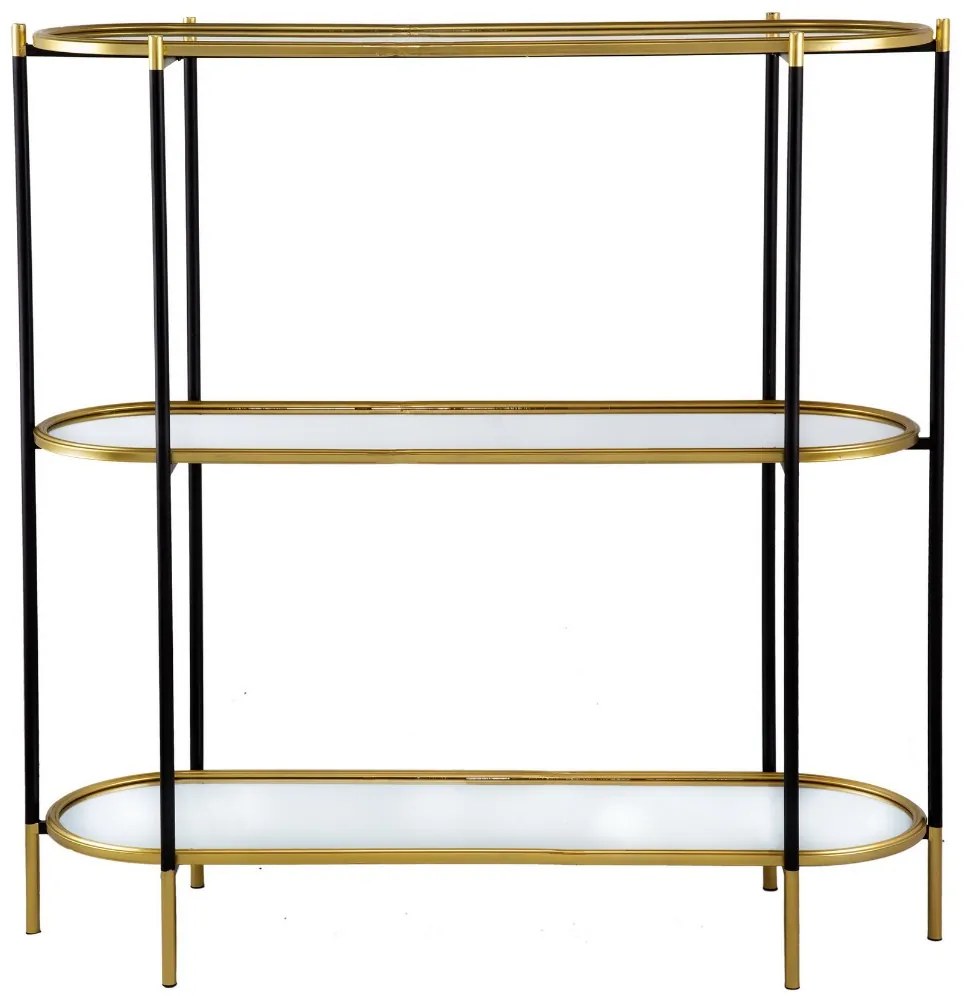 Artekko Irregular Χρυσή Κονσόλα 3 Επιπέδων με Καθρέπτη και Μαύρες Λεπτομέρειες (124x42x127)cm Artekko 82960-DS-SA