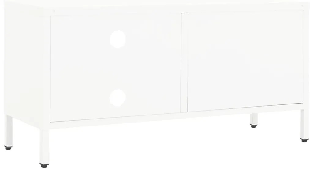 vidaXL Έπιπλο Τηλεόρασης Λευκό 90 x 30 x 44 εκ. από Ατσάλι και Γυαλί