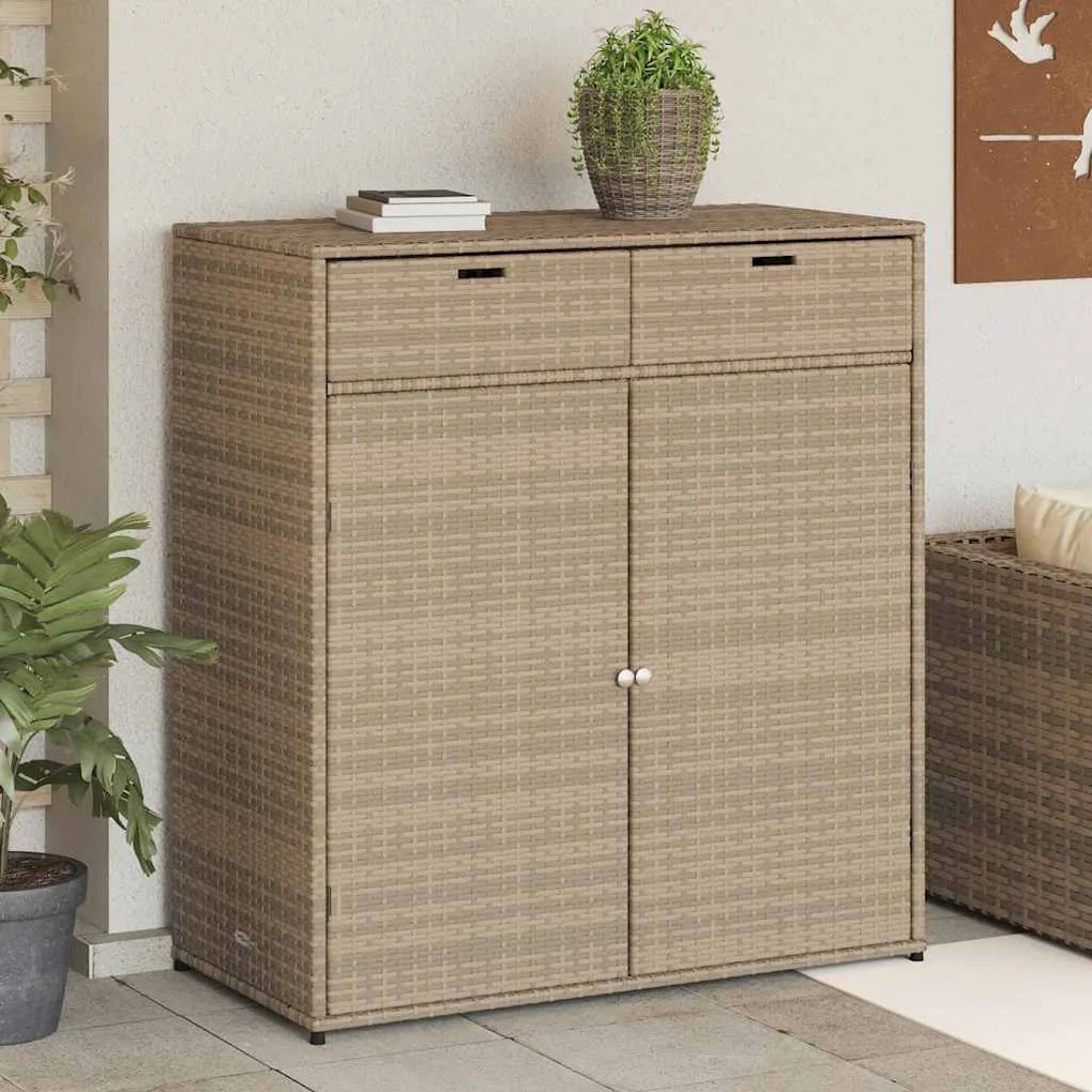 vidaXL Ντουλάπι Αποθήκευσης Κήπου Beige 105x55x113 εκ. Συνθετικό Ρατάν