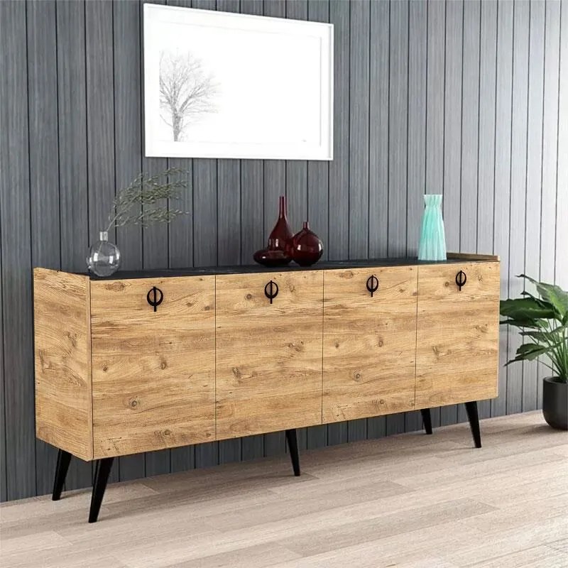 Μπουφές Jeslie μελαμίνης oak-ανθρακί 180x40x79εκ 180x40x79 εκ.