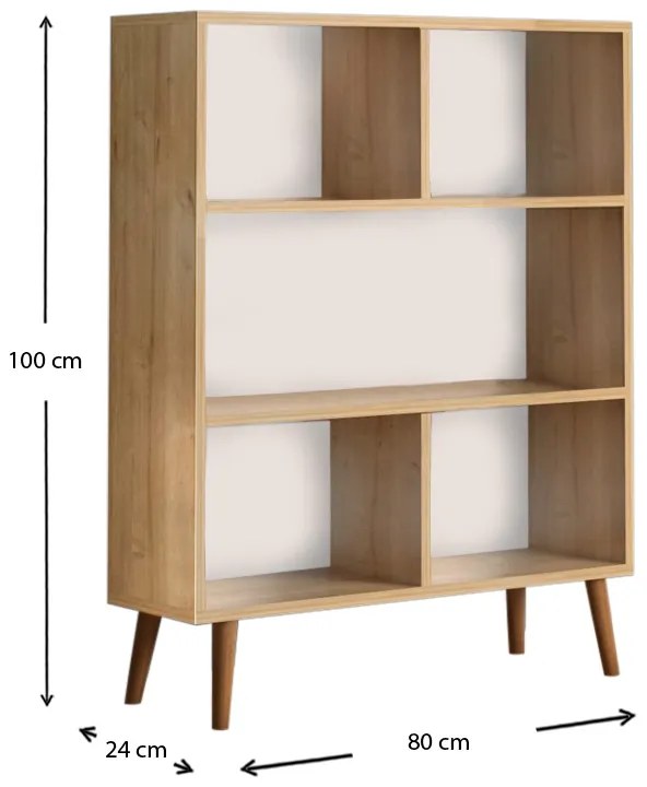 Βιβλιοθήκη μελαμίνης Cube Megapap χρώμα oak 80x24x100εκ. - GP022-0069,2 - GP022-0069,2