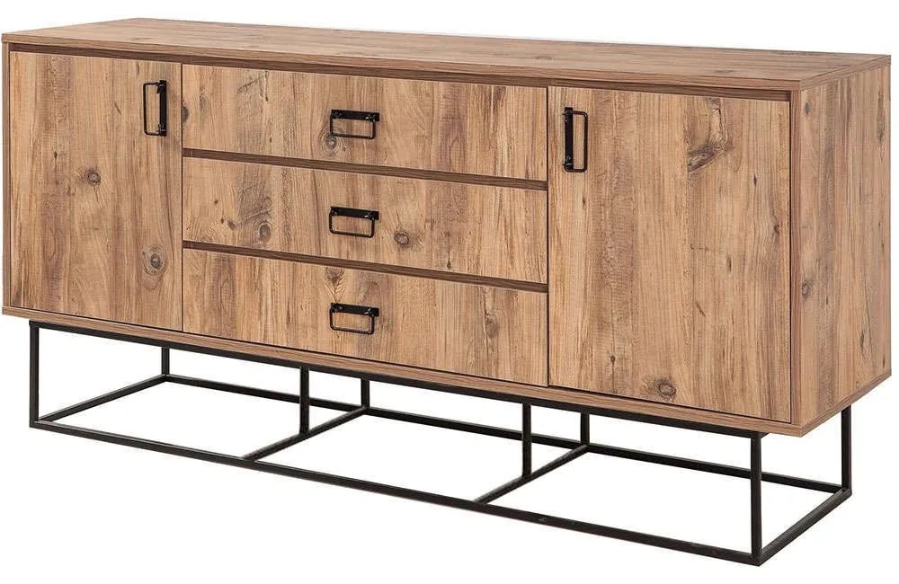 Μπουφές Quantum Verda 863SPH3913 180x45x80cm Pine-Black Μελαμίνη,Μέταλλο