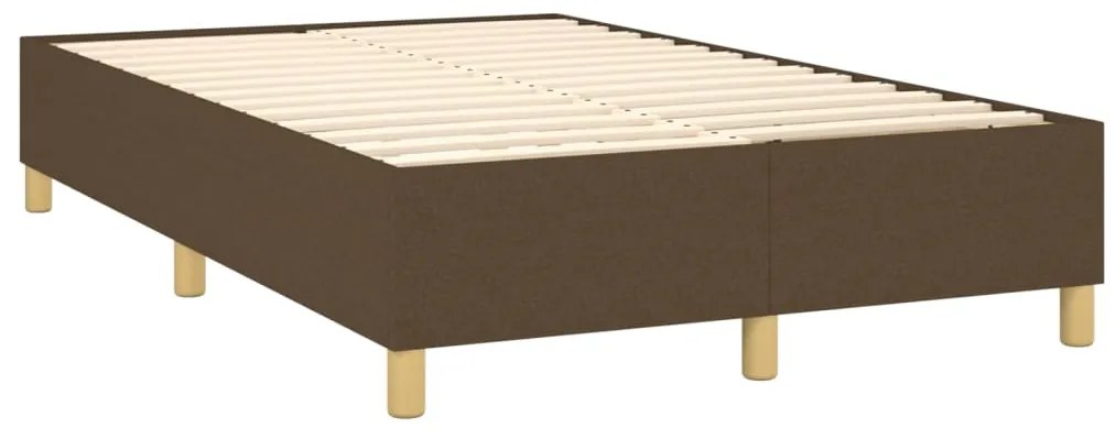 vidaXL Κρεβάτι Boxspring με Στρώμα & LED Σκ.Καφέ 120x200 εκ Υφασμάτινο