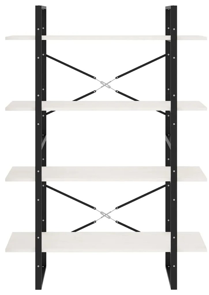 vidaXL Βιβλιοθήκη με 4 Ράφια Λευκή 100x30x140 εκ από Μασίφ Ξύλο Πεύκου