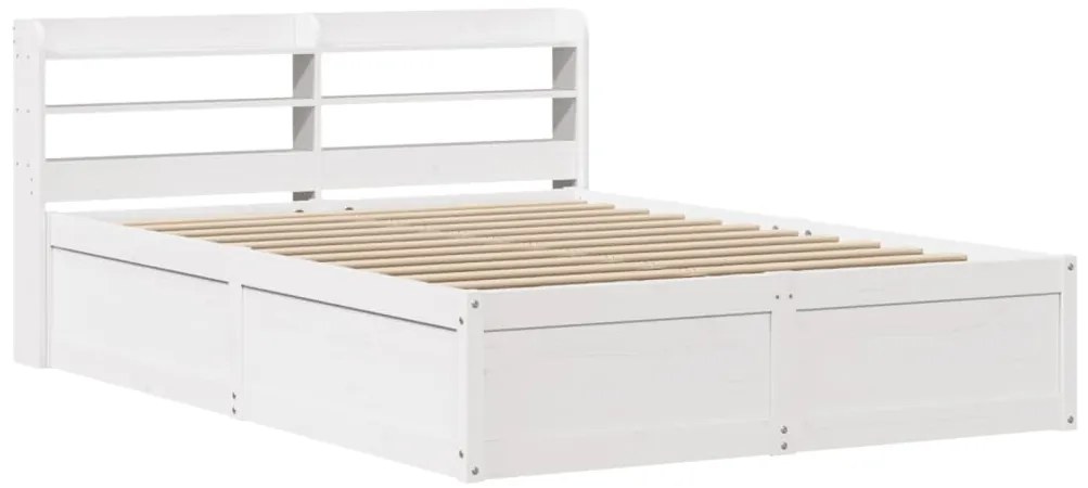 vidaXL Πλαίσιο Κρεβατιού με Κεφαλάρι Λευκό 140x200 εκ. από Μασίφ Πεύκο