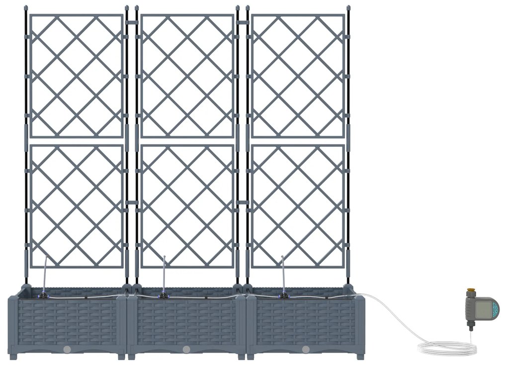 vidaXL Γλάστρες Κήπου 1 τεμ Ανοιχτό γκρι 120 x 40 x 126 cm Πλαστικό