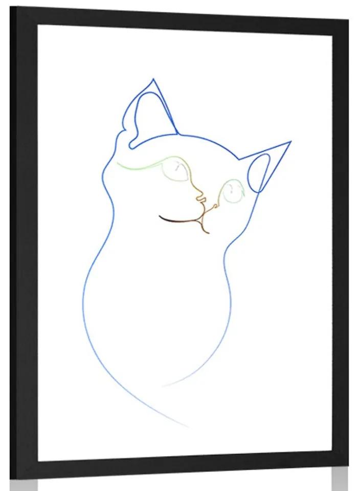 Αφίσα με πασπαρτού Χρωματιστές γραμμές της γάτας