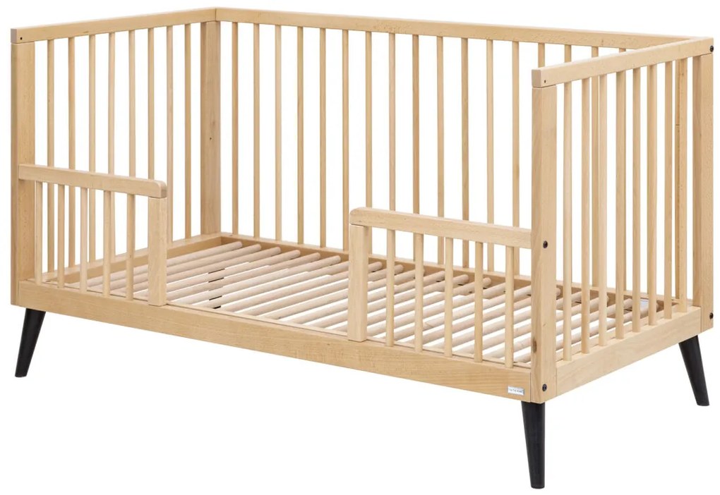 Βρεφικό Κρεβάτι Fay 70x140cm από μασίφ Οξιά Natural + Black ToiToiKids