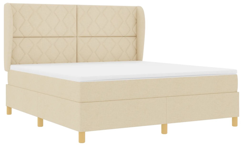 vidaXL κρεβάτι Box Spring  με στρώμα κρεμ 180x200 εκ. ύφασμα